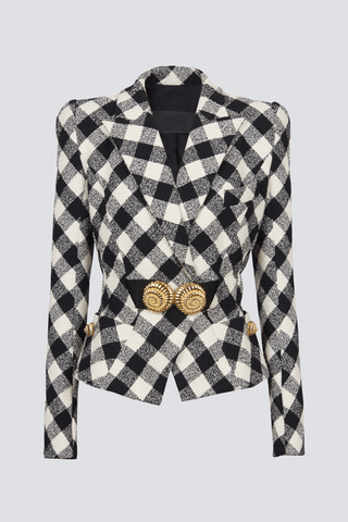 WYATT GINGHAM BUTTON BLAZER