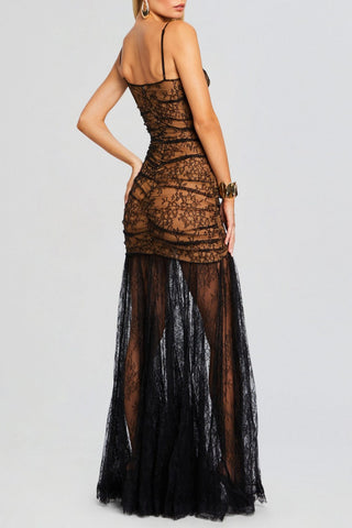 Zsuza Lace Slit Maxi Dress