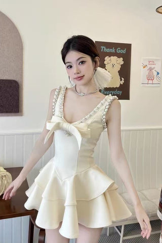 V-neck embellished mini dress