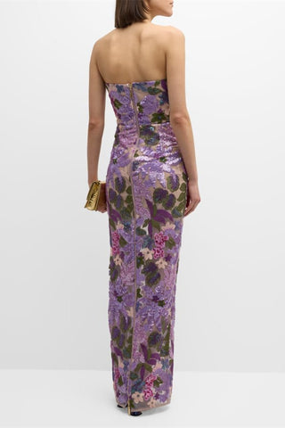 Aurora Floral-embroidered Strapless Maxi Dress