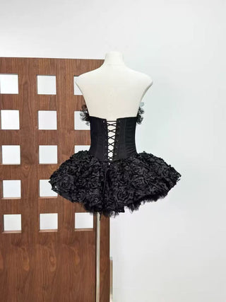 Strapless Petal Floral Corset A Line Dress