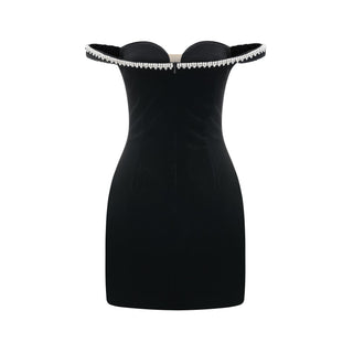 Blanche black U-neck mini dress