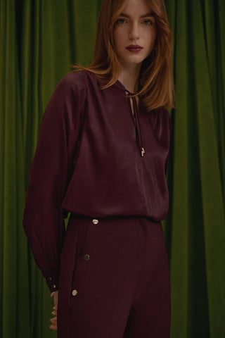 Viscose blouse in burgundy
