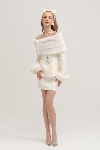 Miss Rosier fur jacket & skirt matching set