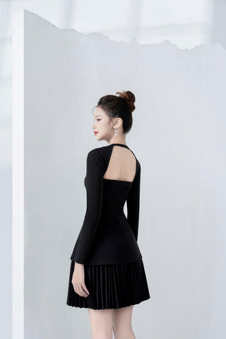 Callie A-line Backless Velvet Mini Dress