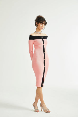 Carine pink midi dress