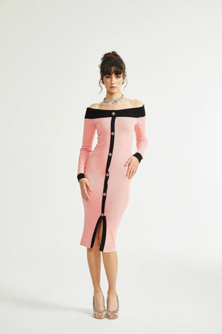 Carine pink midi dress