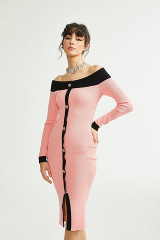 Carine pink midi dress