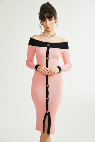 Carine pink midi dress