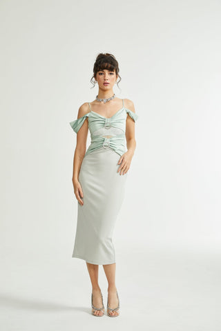 Charline green midi dress