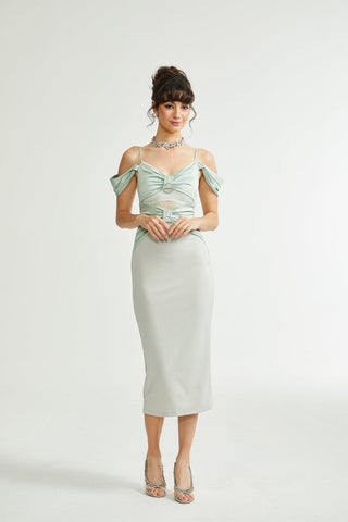 Charline green midi dress