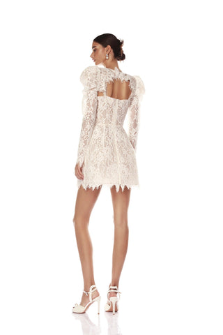 SHARON WHITE CUTOUT LACE BOLERO SKIRT SUIT