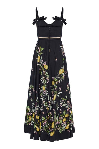 Cynthia Floral Printed Bowknot Midi Dress