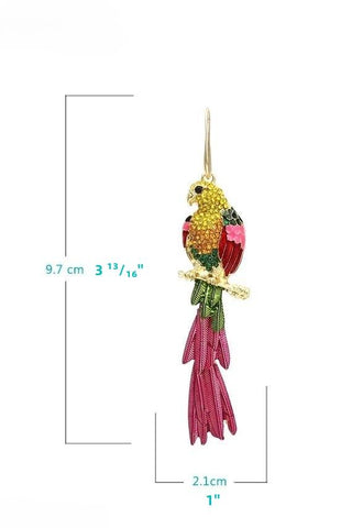 Diamante Parrot Tassel Earrings