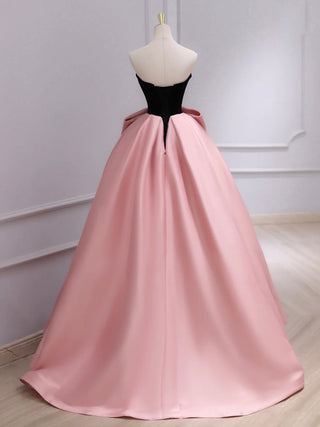 A-Line Neck Satin Velvet Pink Dress