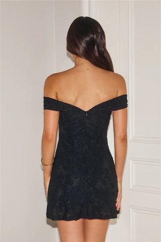 Off Shoulder backless Mini Dress in Black