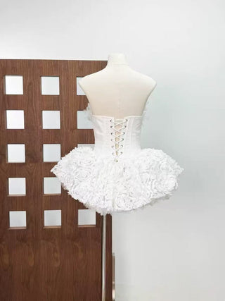 Strapless Petal Floral Corset A Line Dress