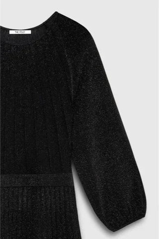 Knitted Dress in Black Metallic Midi