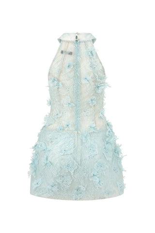 Floral Lace Mini Dress In blue