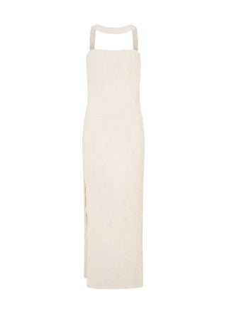 halter strapless slit Maxi Dress in Ivory