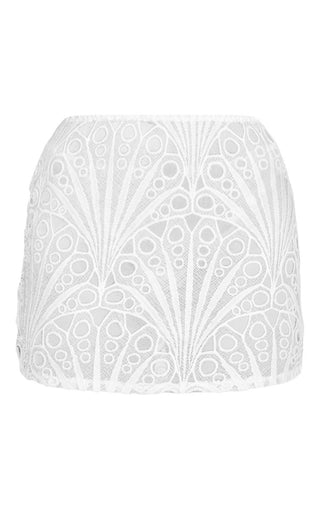 White lace bandeau top with intricate pattern 
