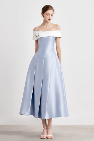 Ipomoea A-line Off-Shoulder Taffeta Midi Dress