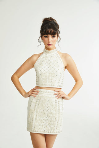 Luna embellished top & skirt matching set