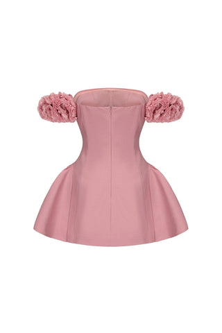 sherry Flower strapless puffy mini dress in pink