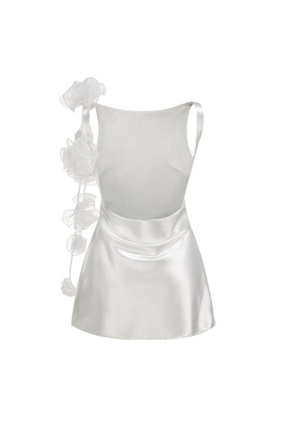 cheryl 3D flowers Sleeveless mini dress in white