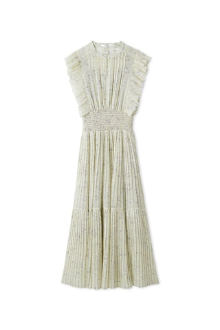 audrey sleeveless pleated floral midi dress in mint green