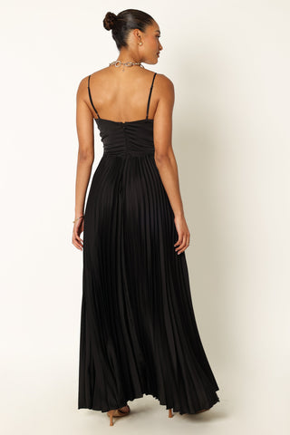 Naira Pleated Maxi Dress in Black