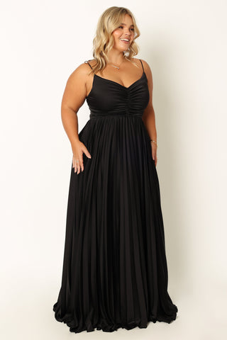 Naira Pleated Maxi Dress in Black