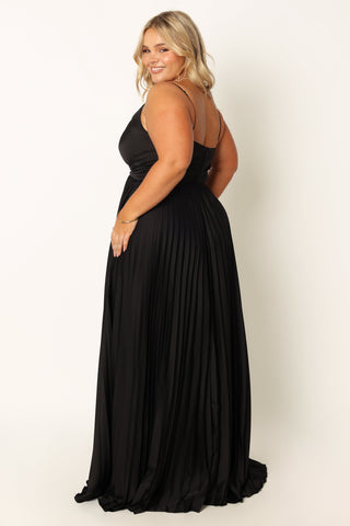 Naira Pleated Maxi Dress in Black