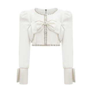 Quilleva embellished cropped jacket & shorts matching set