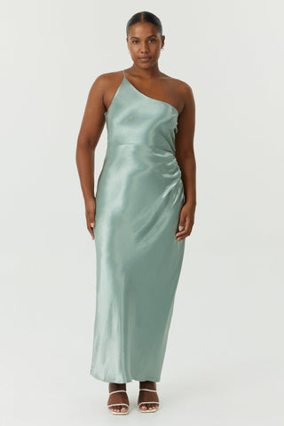 SATIN GATHER ONE SHOULDER DRESS | WAVE