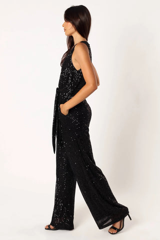 Katherine Sequin Jumpsuit – Black