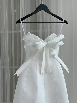 White Bow embellished strapless Mini Dress