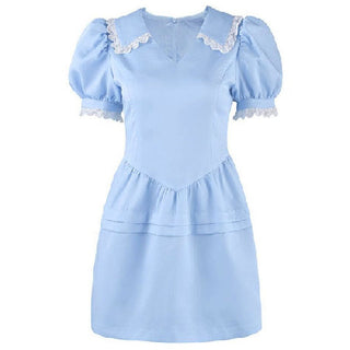 BLUE BUBBLE SLEEVES MINI DRESS-dress-Oh CICI SHOP