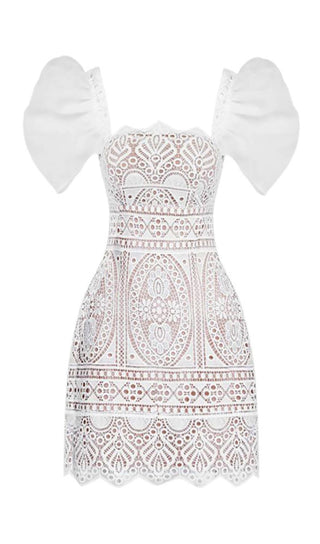 RETRO PUFF SLEEVE LACE MINI DRESS