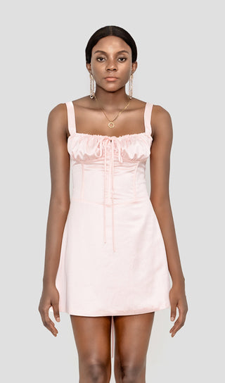 DELMA PINK SATIN CORSET MINI DRESS