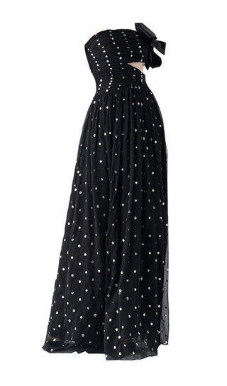 POLKA DOT BANDEAU DRESS IN BLACK-Oh CICI SHOP