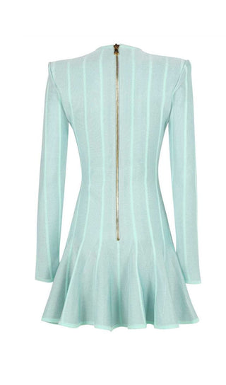 BUTTON-EMBELLISHED MESH MINI DRESS IN MINT DRESS OH CICI