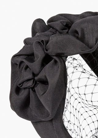 TRIPLE ROSETTE WITH VEIL IN BLACK styleofcb 