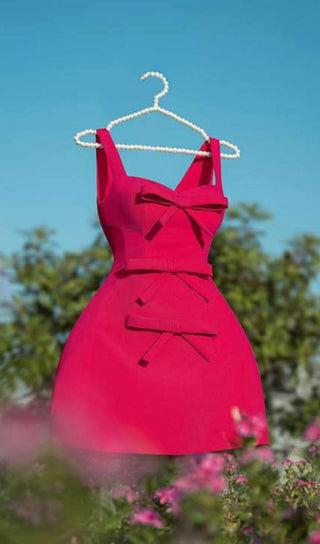 PINK BOWKNOT STRAPPY MINI DRESS-Oh CICI SHOP