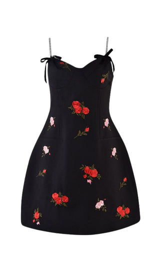 BLACK ROSE SLIP MINI DRESS-Oh CICI SHOP