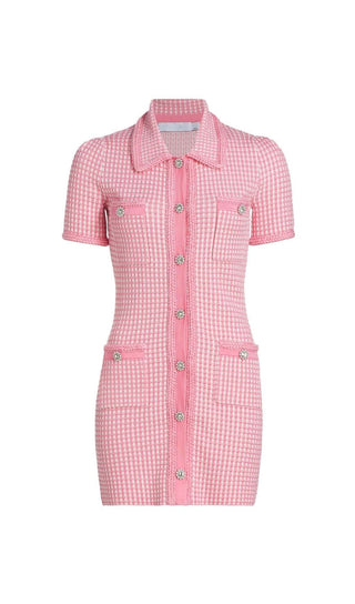 KNITTED BUTTON MINI DRESS IN PINK DRESS OH CICI 