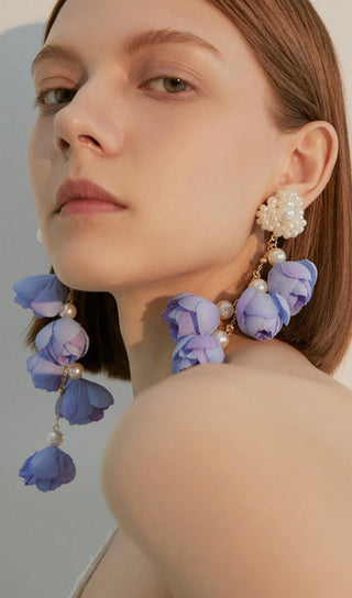 VIOLET PEARL FLOWER EARRINGS