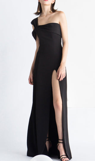 ONE-SHOULDER MOP DRESS IN BLACK-Oh CICI SHOP