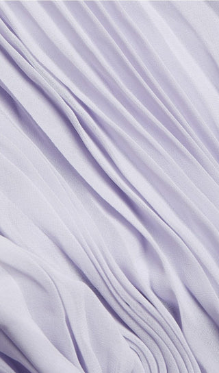 PLEATED CHIFFON MINI DRESS IN LAVENDER