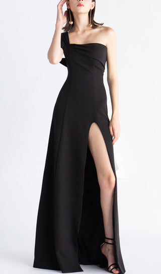 ONE-SHOULDER MOP DRESS IN BLACK-Oh CICI SHOP